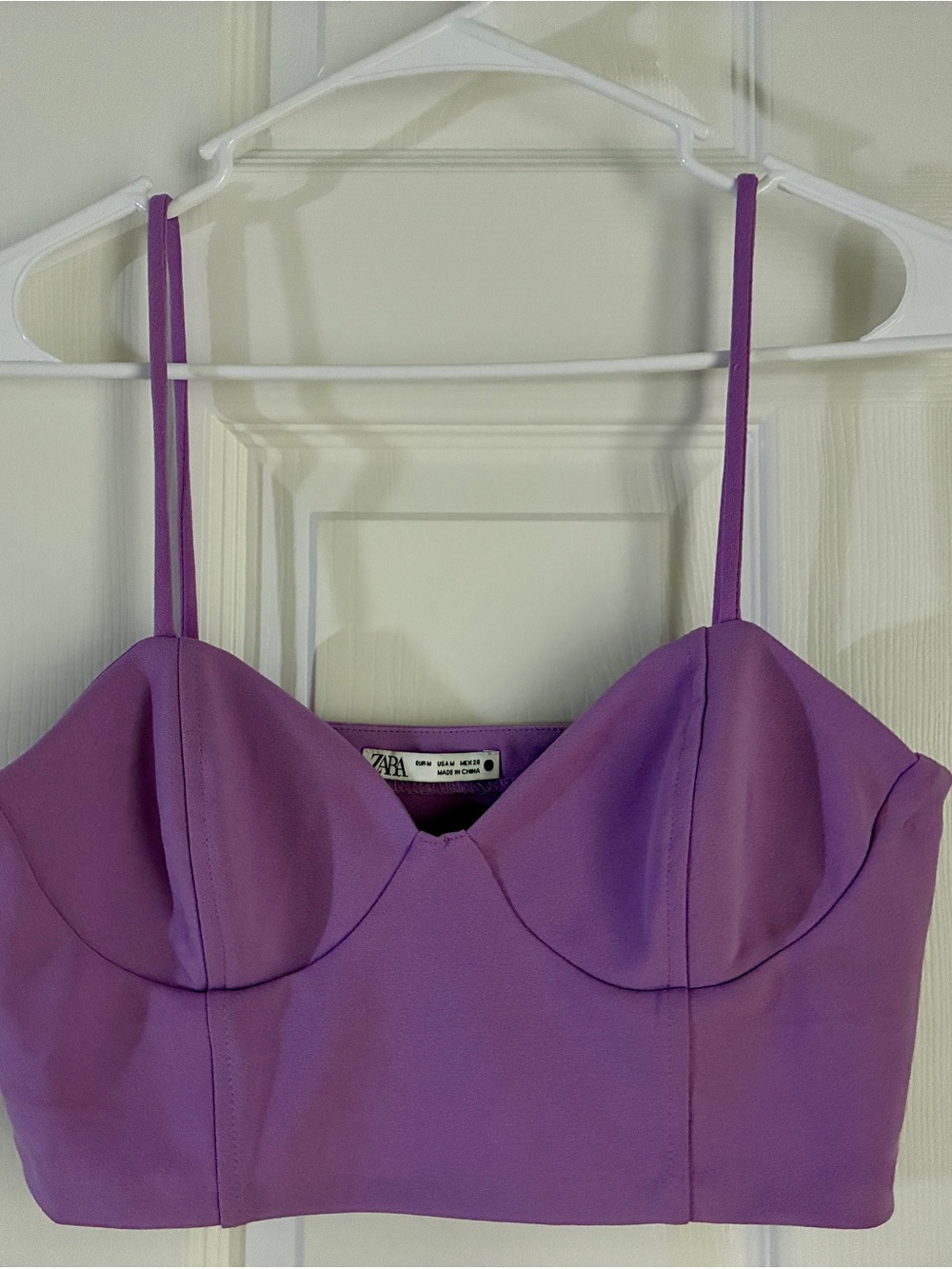 Zara Purple Bustier Crop Top with Spaghetti Straps